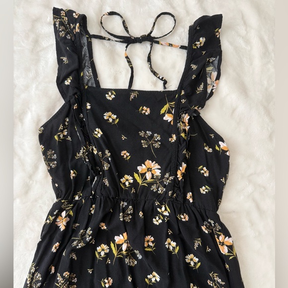 wild fable Black Floral Ruffle Tie-Back Mini Dress - Picture 2 of 6